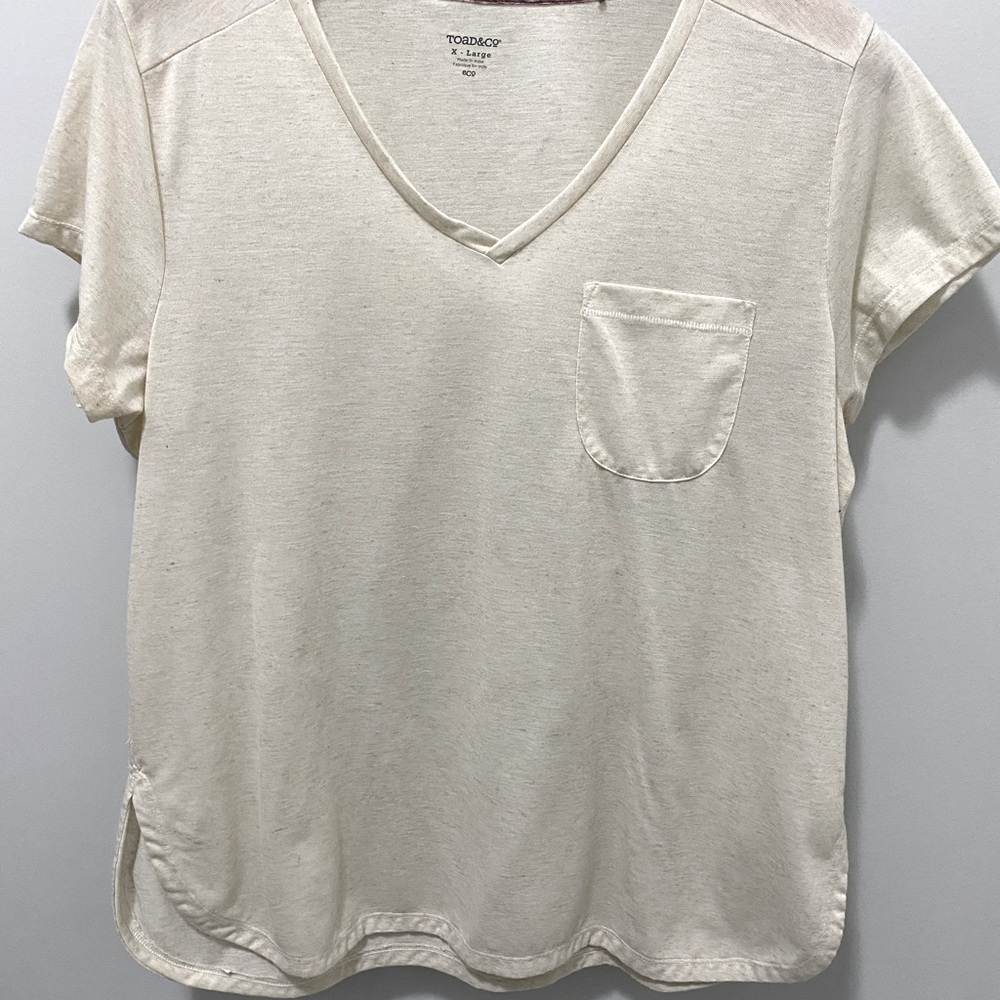 Toad&Co XL linen blend beige shirt with pocket